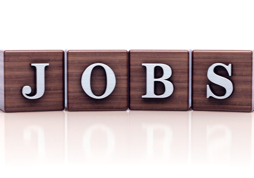 JOBS text on wooden blocks,  employment concept.